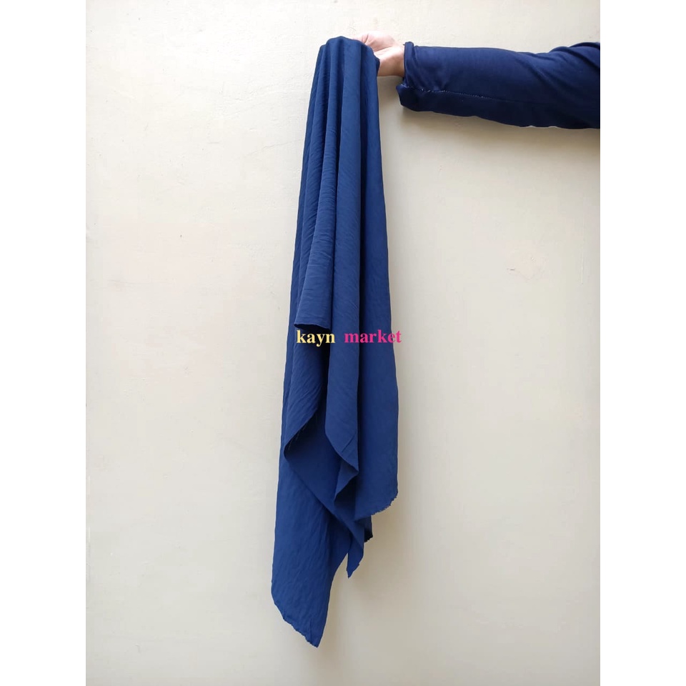 1/2 Meter Kain CEY AIRFLOW CRINKLE Navy Blue Biru Stretch Premium Grade A Meter Roll Grosir Ecer Fabric Textile