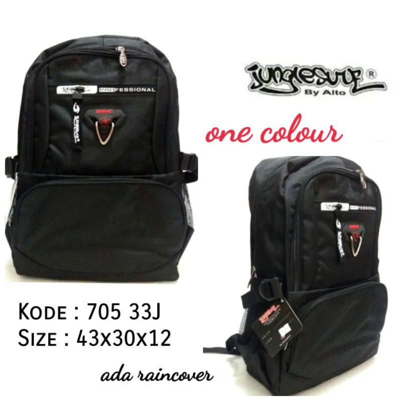 TAS RANSEL SEKOLAH JUNGLE SURF BY ALTO WARNA HITAM ADA RAINCOVER 705 33 J TERBARU HARGA TERMURAH