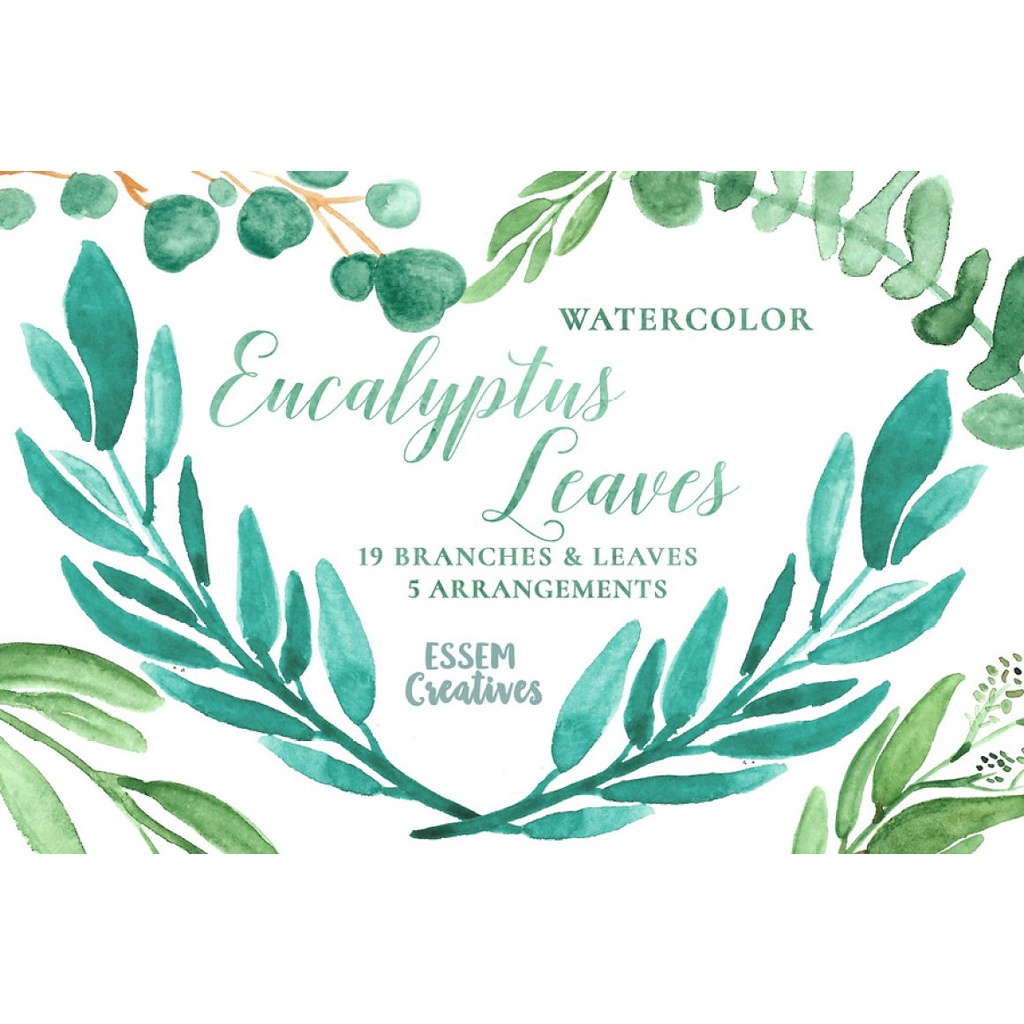 Watercolor Leaves Clipart BIG BUNDLE