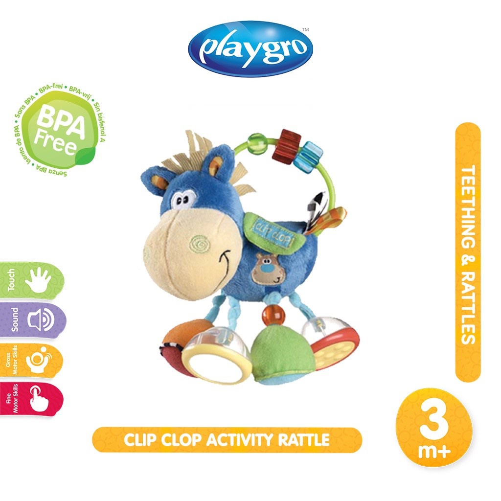 Playgro Baby Clip Clop Activity Rattle - Mainan Gigit Anak Bayi Balita