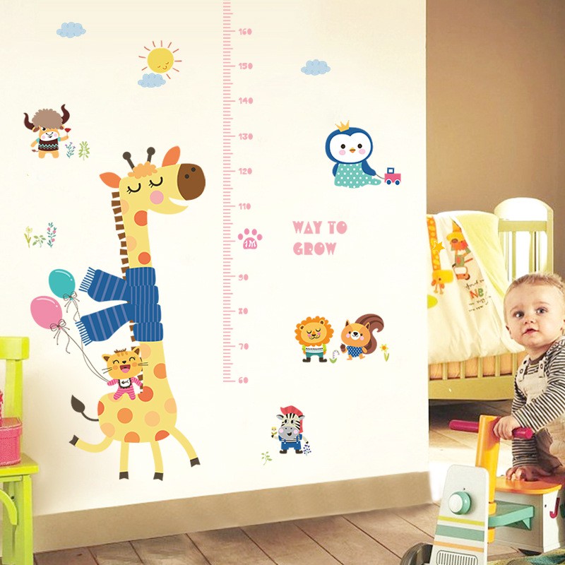 RELIZA WALL STICKER TINGGI BADAN HEWAN JERAPAH GROW UP ANIMAL STIKER DINDING SK9165