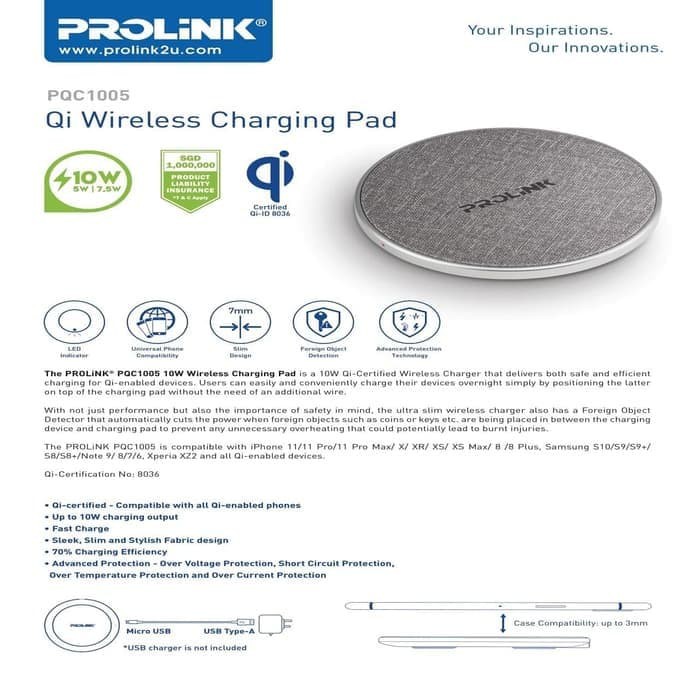 PROLiNK PQC1005 10W Qi Wireless Charging Pad