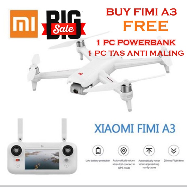 Xiaomi FIMI A3 5.8G GPS Drone 1KM FPV Free Powerbank dan Tas Anti