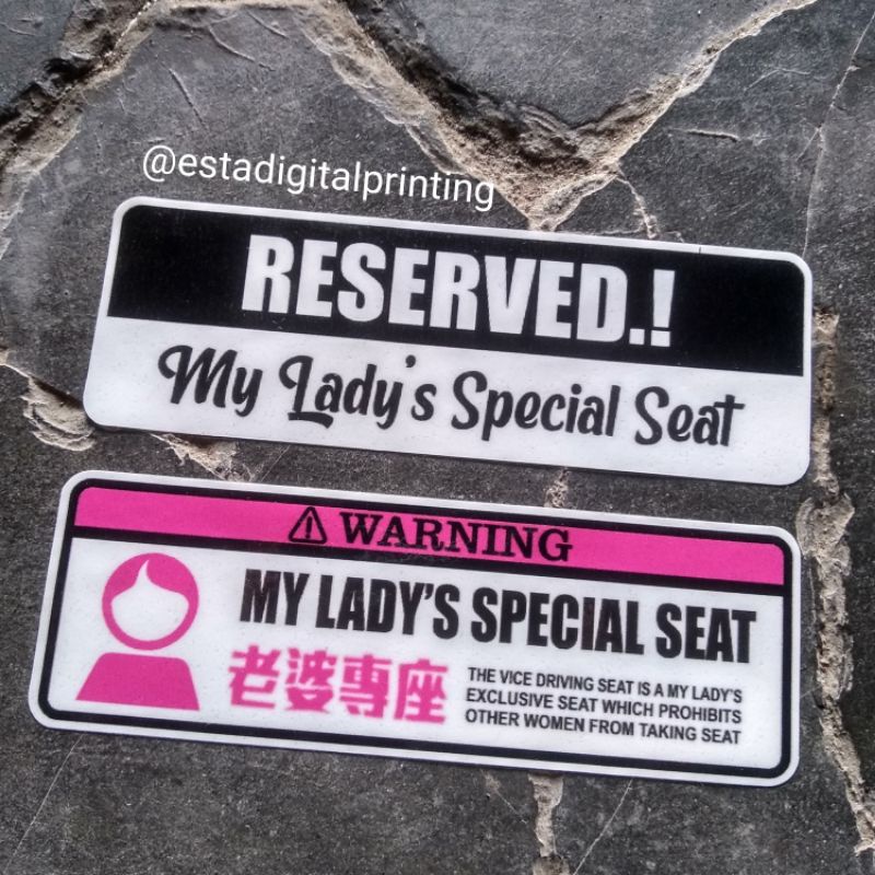 

STIKER MY LADYS SPECIAL SEAT CUSTOM NAMA & FOTO
