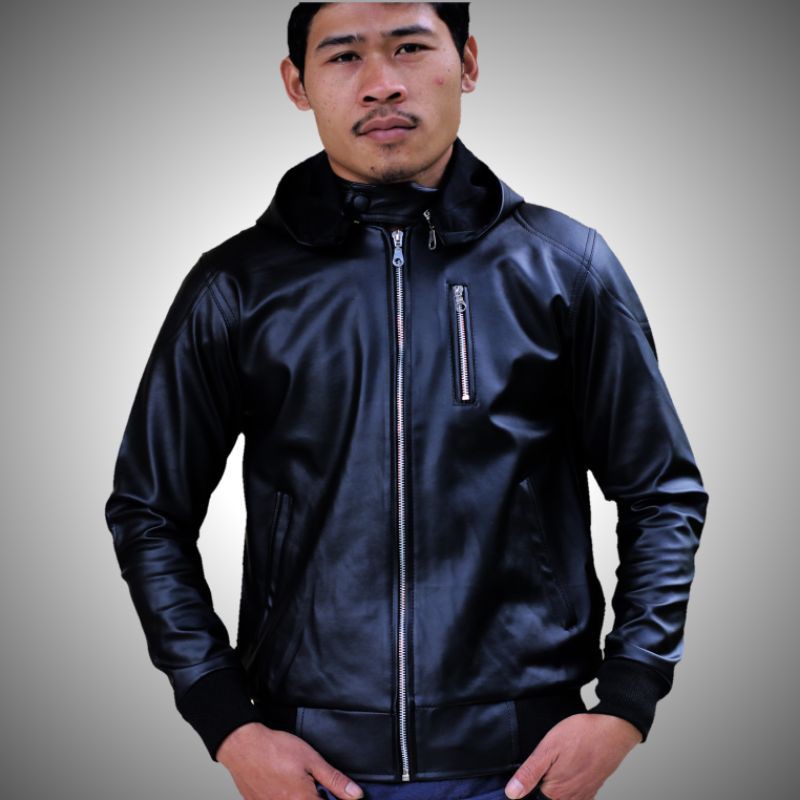 jaket kulit hoodie racing hoodie bisa dilepas