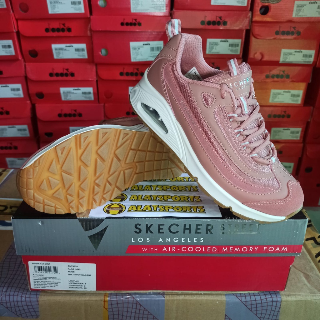 Skechers Uno Roundabout 73678-ROS Sepatu Running Wanita Original