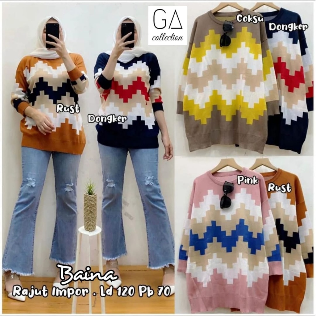 KAOS WANITA JUMBO LENGAN PANJANG / KAOS RAJUT IMPORT LENGAN PANJANG / BAJU ATASAN WANITA TERBARU / B