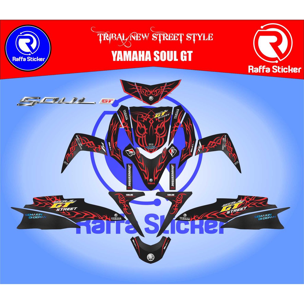 Sticker motor Fullbody YAMAHA MIO SOUL GT STREET-TRIBAL MERAH-HITAM
