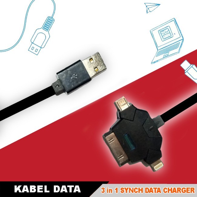 Kabel Data Fast Charging 3 in 1 Micro / Lightning / iPad