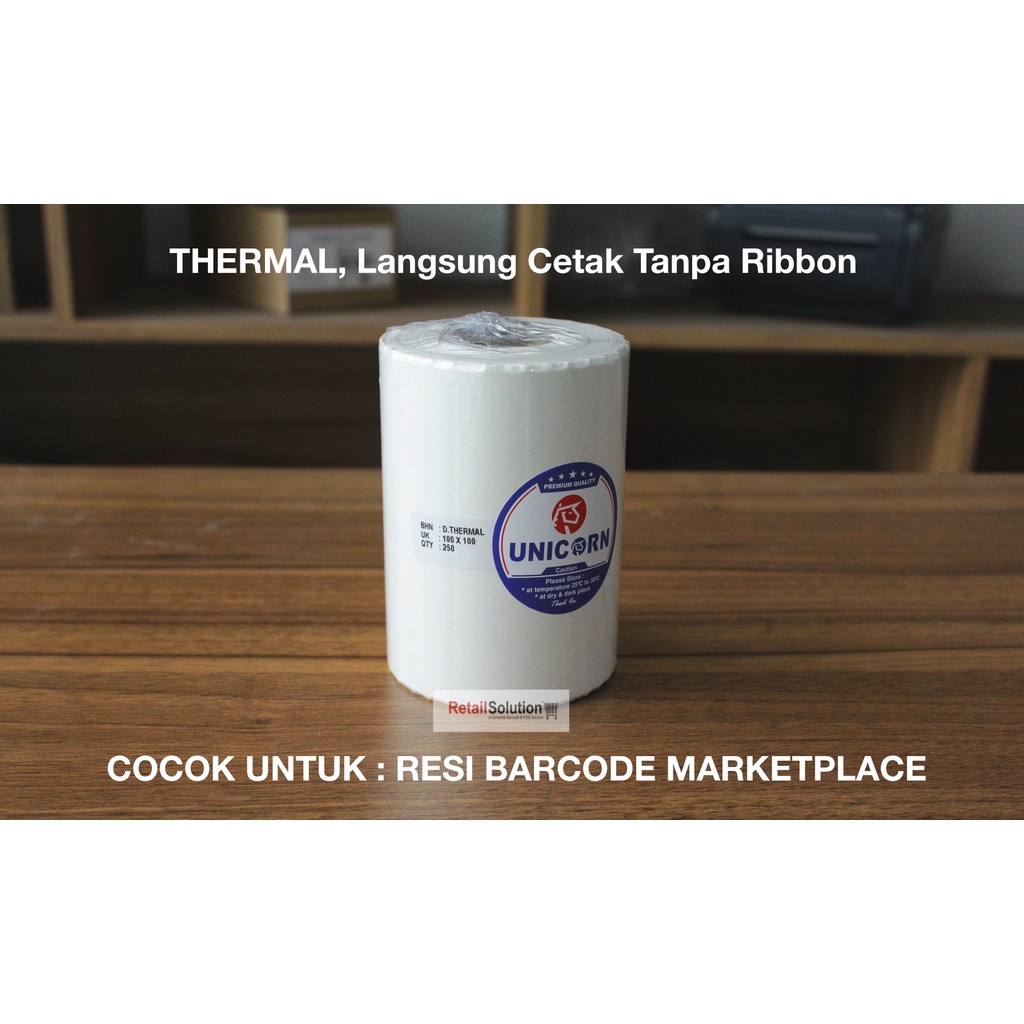 Stiker Resi Label Thermal 100x100 / 100 x 100 mm / 10x10 CM isi 250pcs