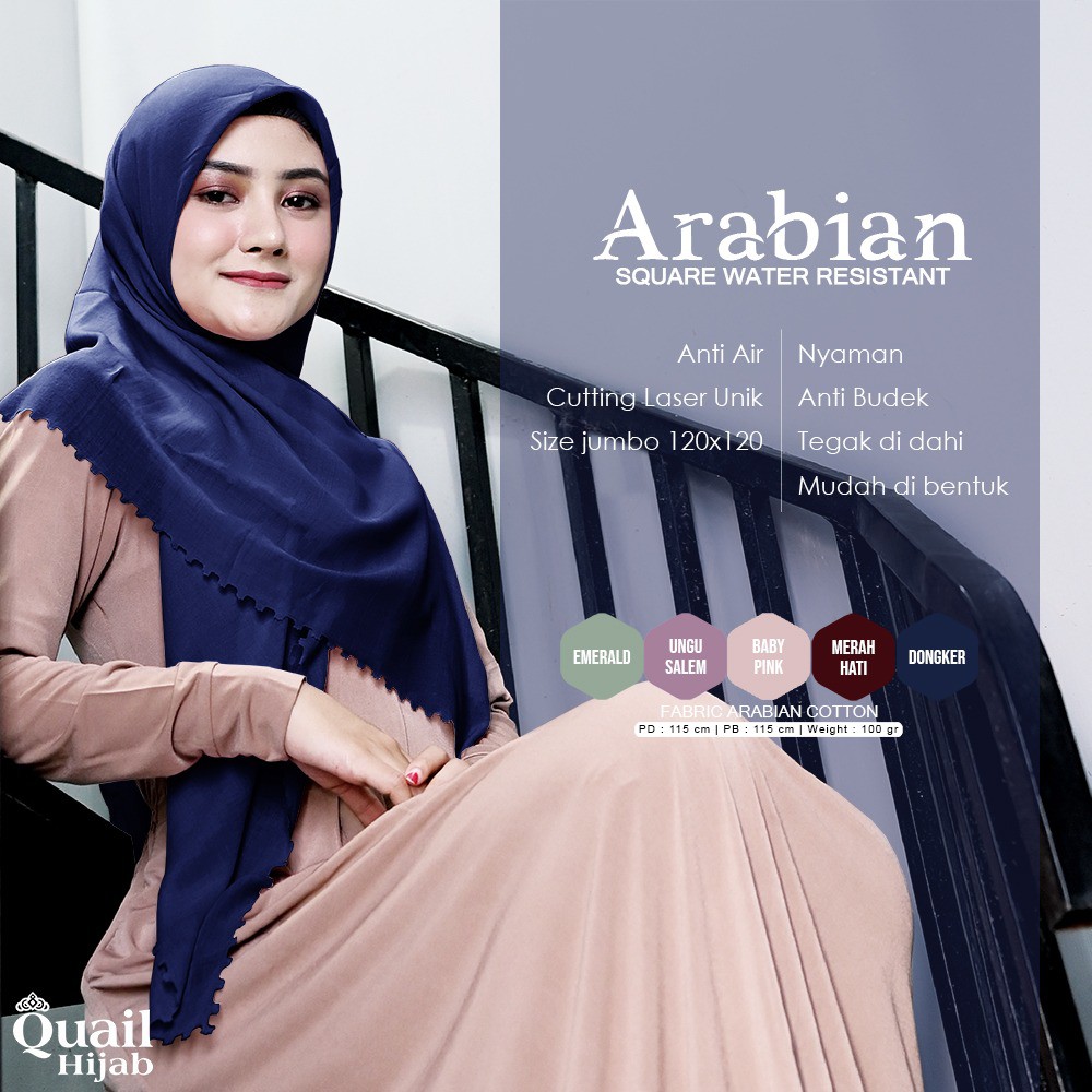 Arabian segi empat WATER RESIST Square Quail Hijab