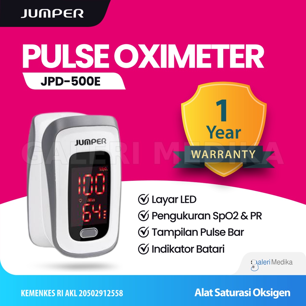 Fingertip Pulse Oximeter / Oksimeter / Oxymeter Jumper JPD-500E LED - Alat Ukur Kadar Oksigen