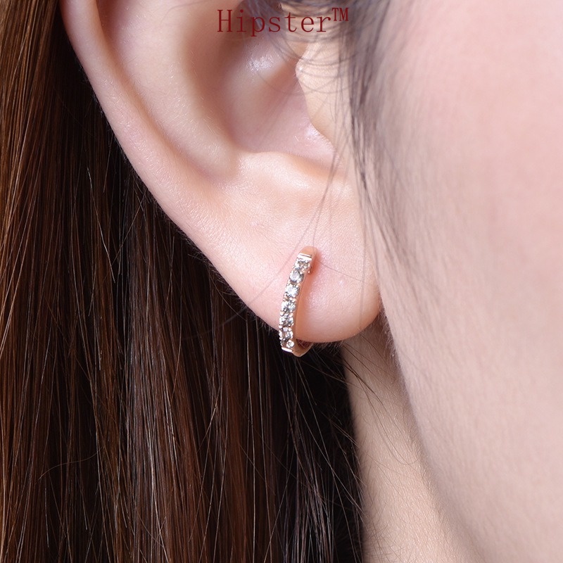 Hot Sale Simple Geometric Full Diamond Ruby Stud Earrings