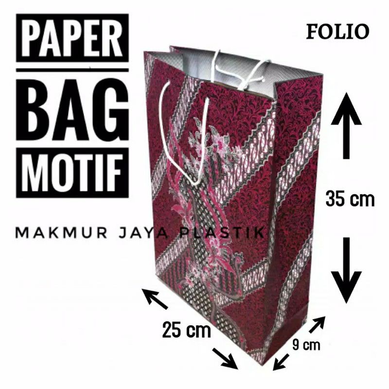 

PAPER BAG MOTIF BATIK FOLIO 25 X 35 X 9 ISI 12 PCS