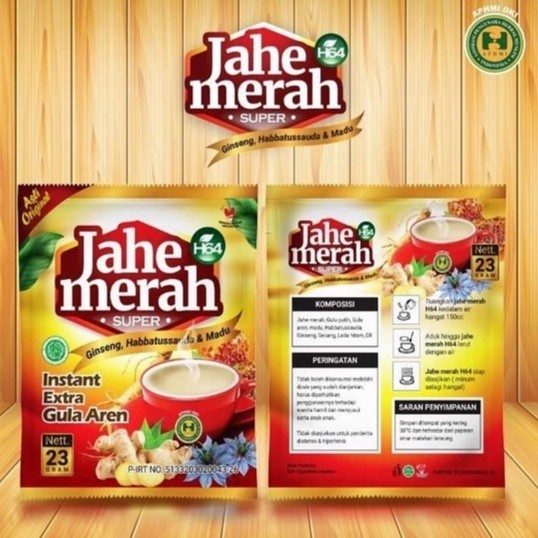 

Jahe Merah Super H64 Extra Gula Aren 1 Renceng (12 sachet )