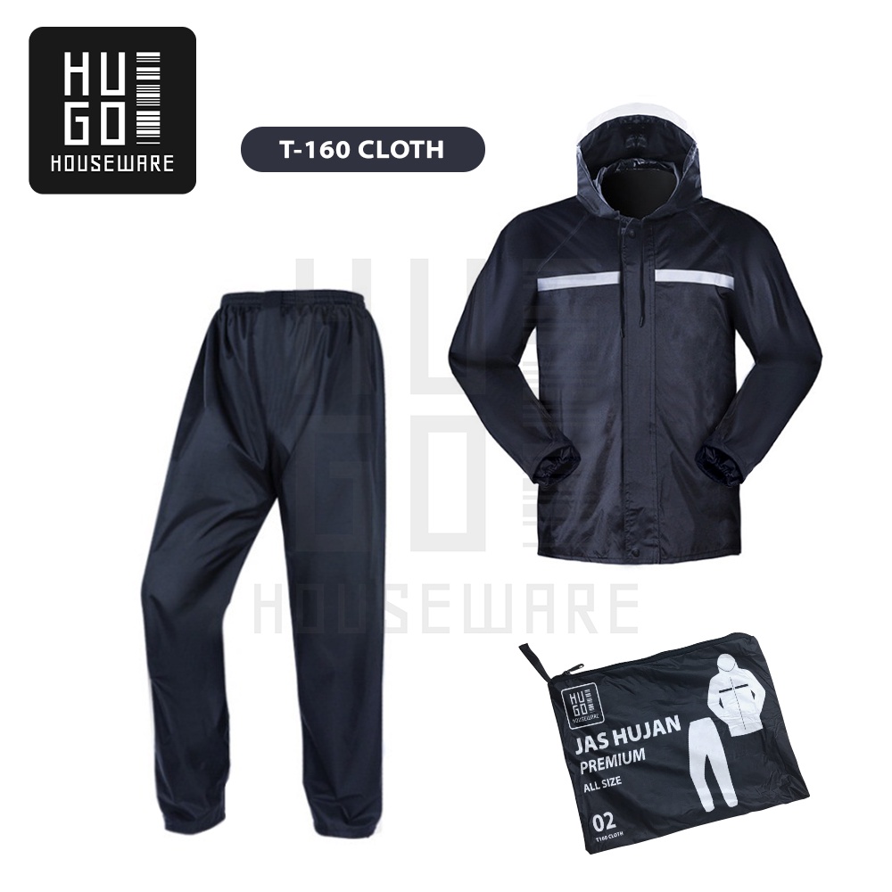 HUGO Jas Hujan Setelan Premium All Size Pria Wanita Tebal Anti Angin T-160 Cloth