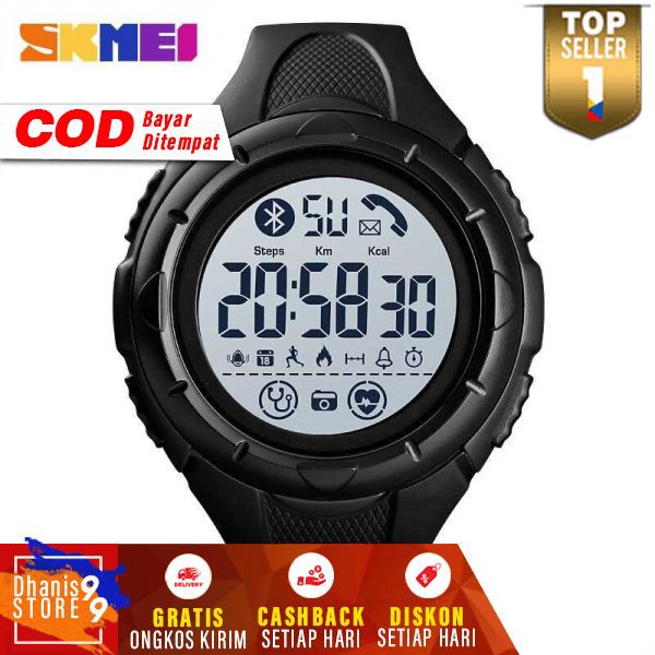 Skmei Jam Tangan Smartwatch Pria Bluetooth Pedometer Heartrate Jamtangan Bluetoth Cowok Keren