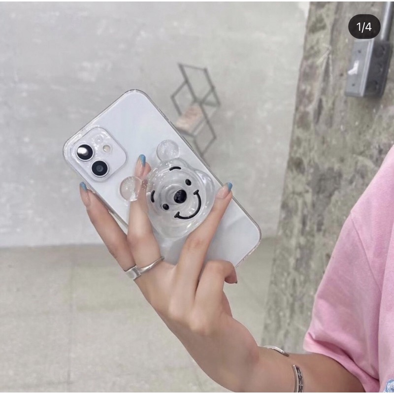 transparant case + 3D bear popsocket
