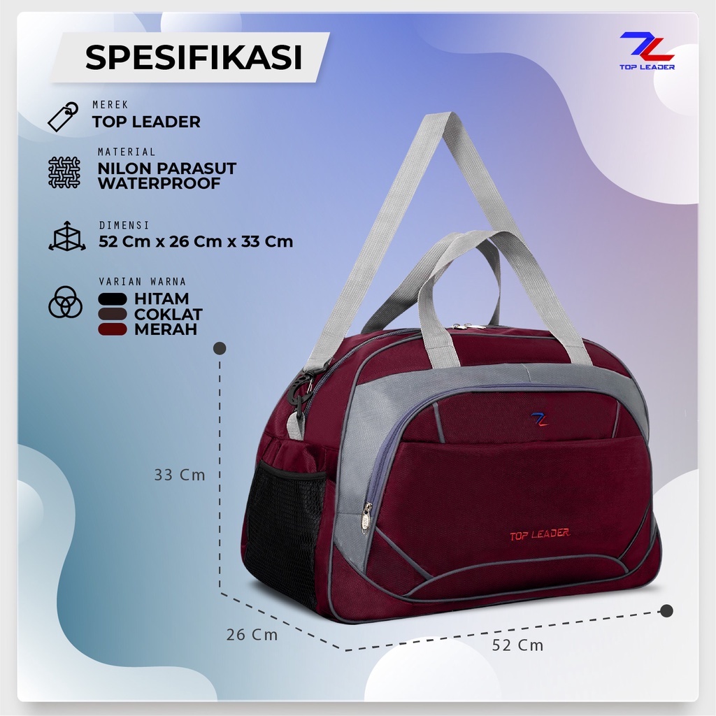 Tas Pakaian Travel Bag 50Litter Tas Jinjing Pria Top Leader Jumbo Original Import - Goldiesbags