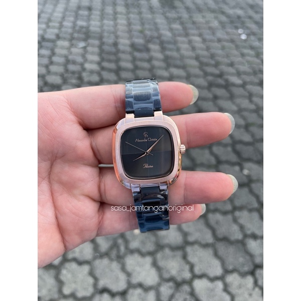 Jam Tangan Alexandre Christie Ac 2982 Original Black Rosegold Wanita