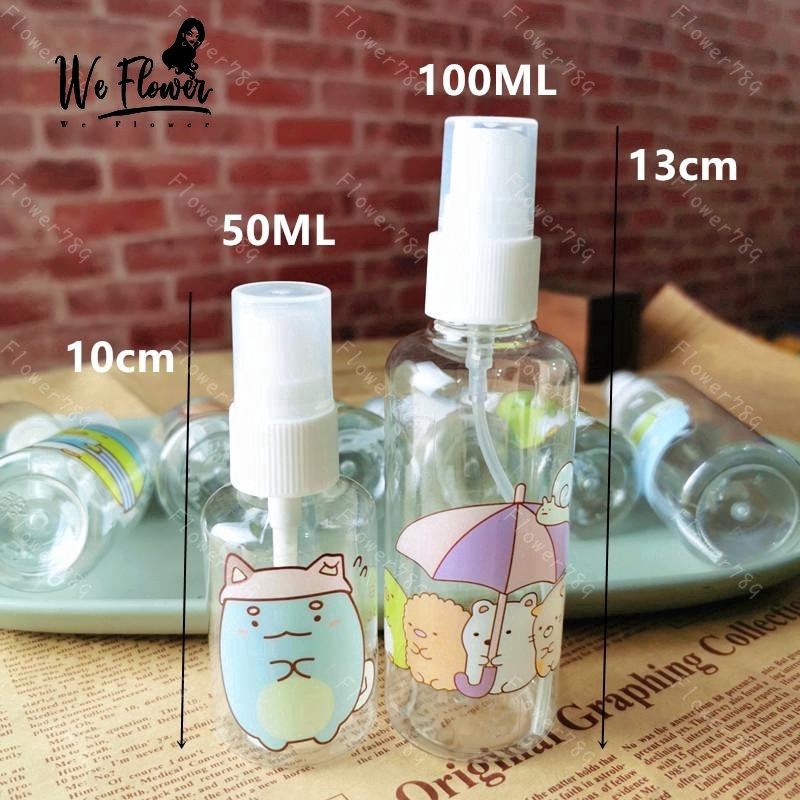 (We) Sumikko Snoppy Stitch Botol Spray Kosong Bahan Plastik Kapasitas 50ml/100ml Portabel