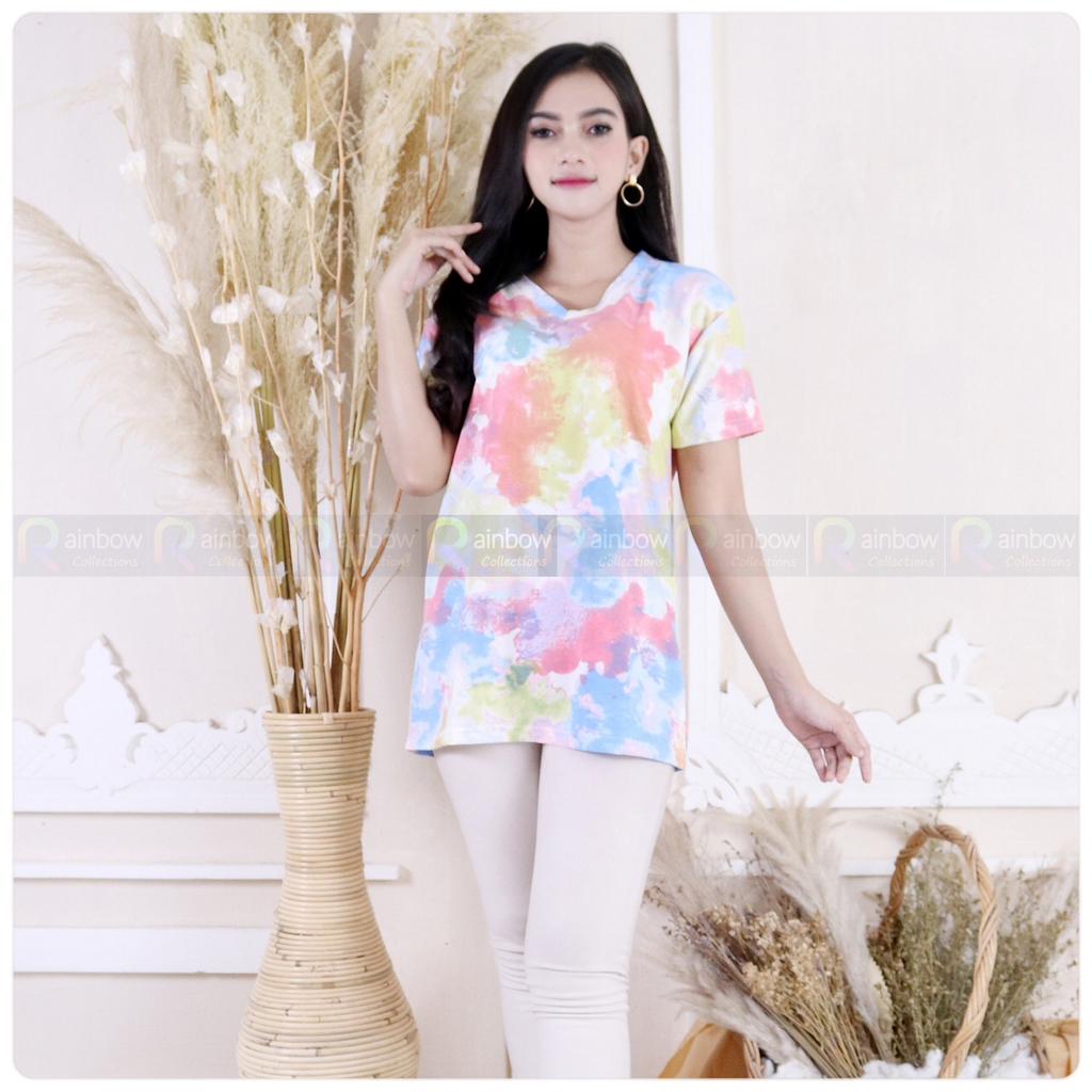 Kaos V-Neck TIE DYE XL / T-Shirt Tie Dye XL / Atasan Wanita Murah