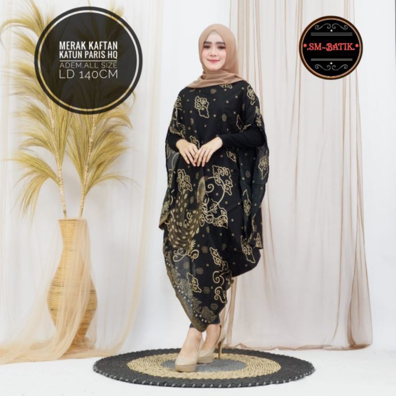 Kaftan Paris Dress Kaftan Batik Wanita Motif Modern Kaftan Muslim Atasan Batik Wanita Kekinian Premi