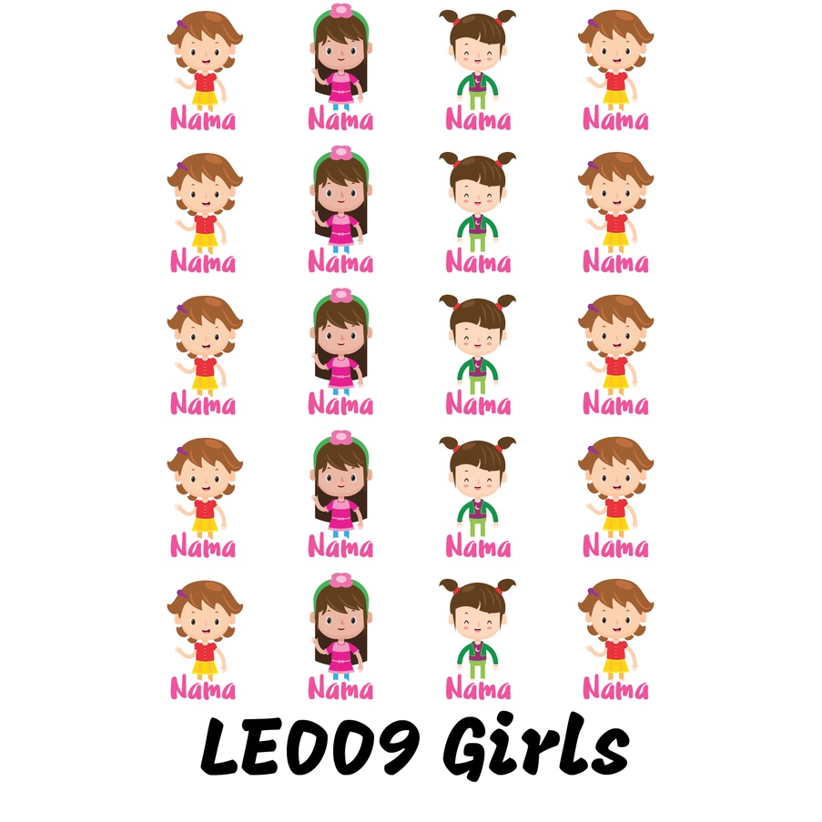 

Sticker Nama Cutting Label Waterproof Tahan Air Girls Play 09 (LE009)