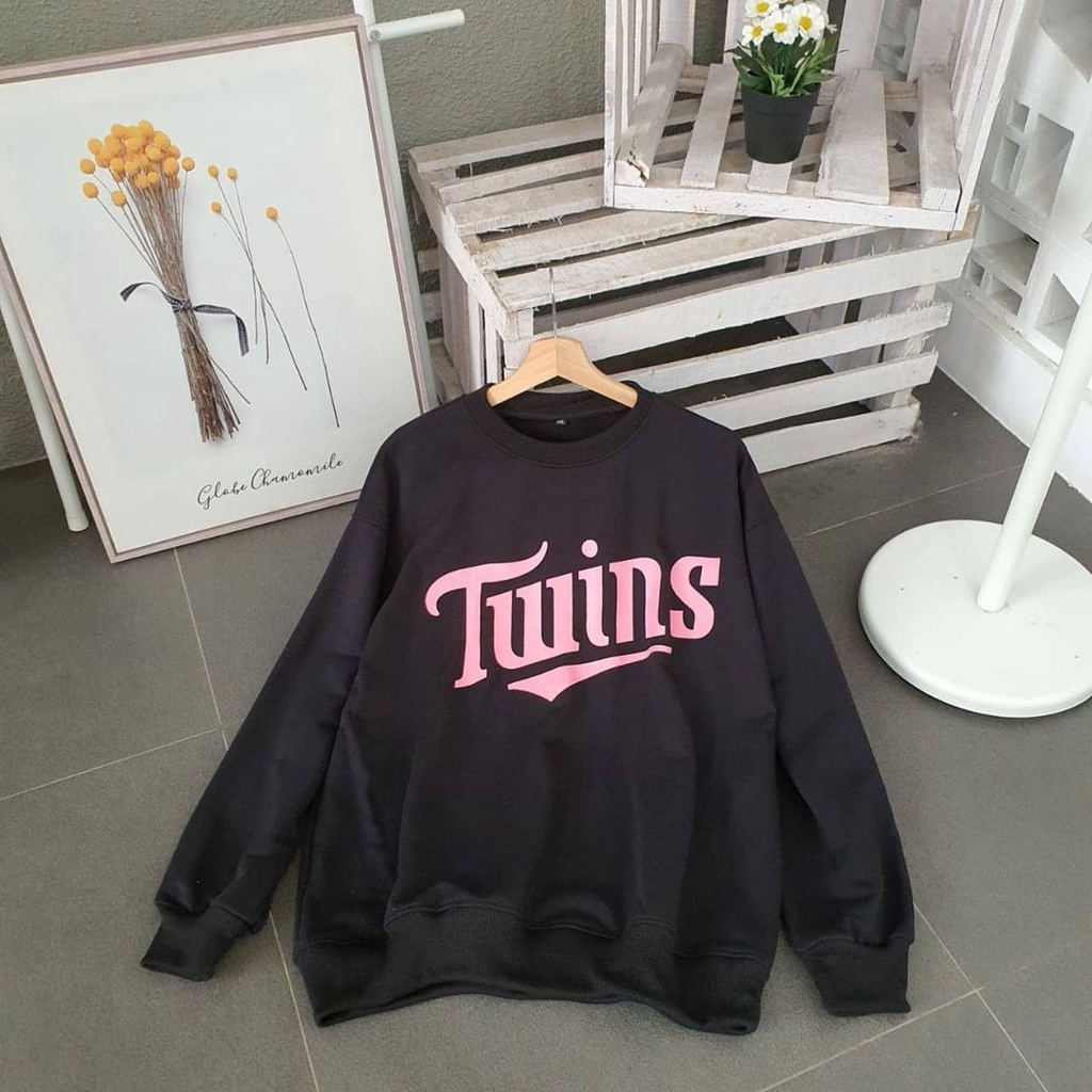 Twins Sweater Hitam XXL Sweatshirt Gaya Korean Style Terbaru