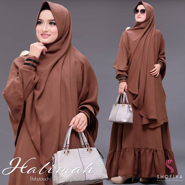 RHS ~ Halimah syari gamis syari jumbo premium ori solo by shofiya