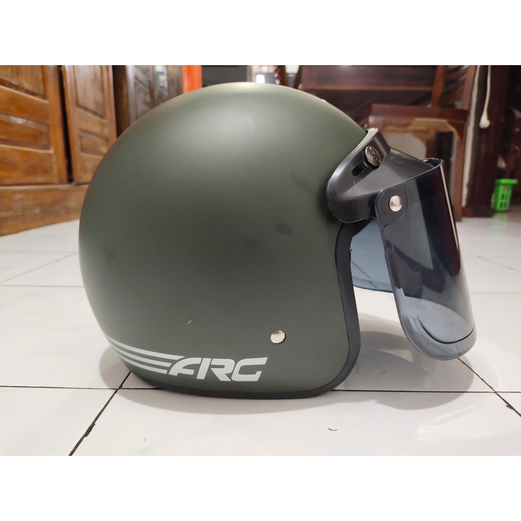 BISA (COD BAYAR DITEMPAT) HELM BOGO DEWASA ARC + KACA DATAR INJAK - PACKING FREE BOX+BUBBLE WARP