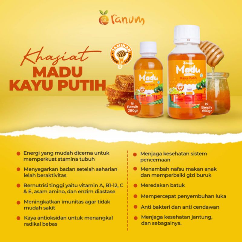 

Madu kayu putih 280 gr(Ranum Farm)