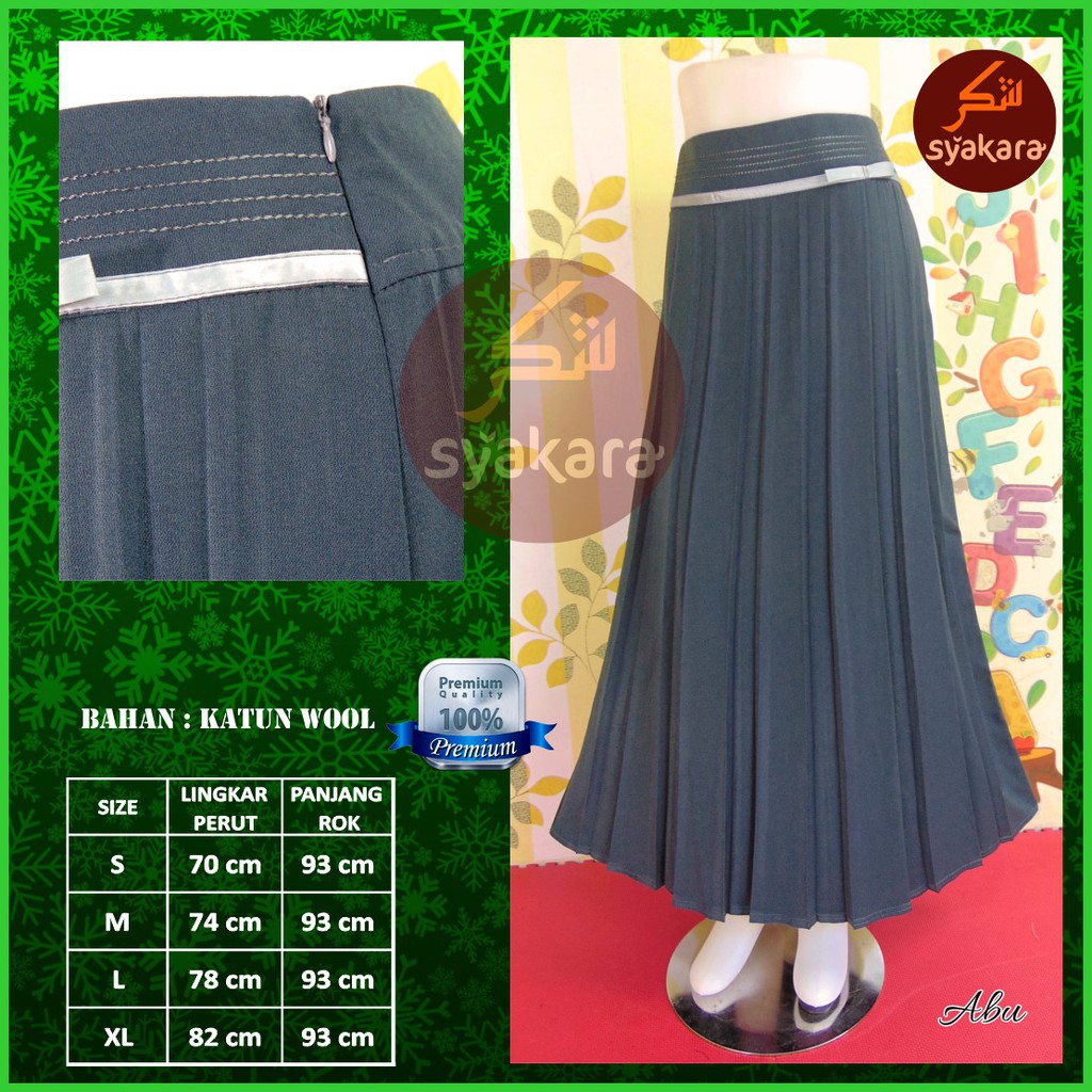 Rok kerja rok plisket rok panjang lipit abu