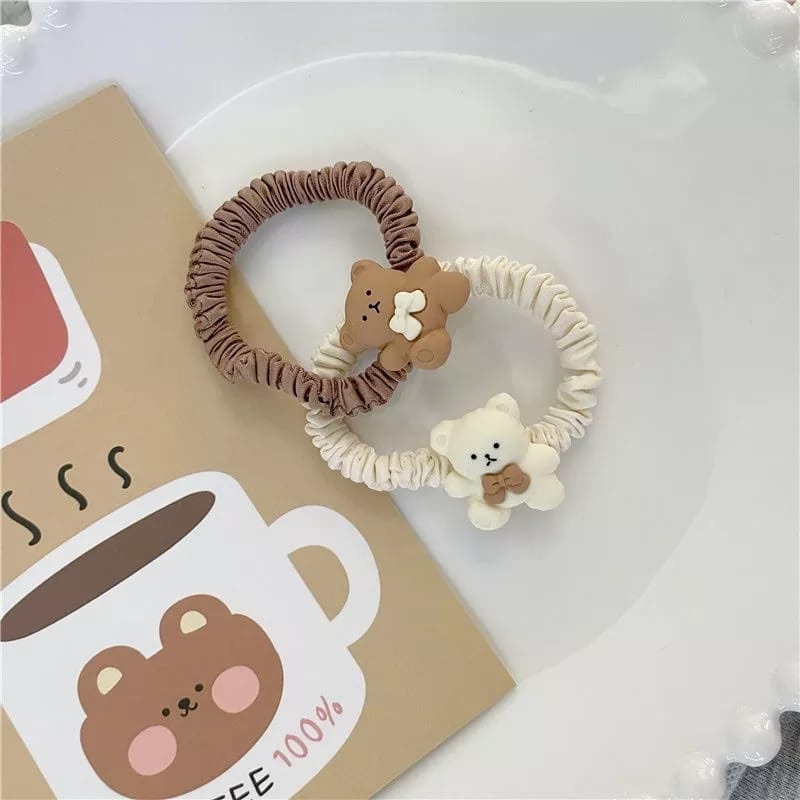 IKAT RAMBUT WANITA MOTIF KARET RAMBUT DEWASA ANAK | KUNCIRAN LUCU / KARET RAMBUT ALA KOREA MOTIF TEDDY BEAR IMPORT MURAH KUNCIR RAMBUT SCRUNCHIE BEAR