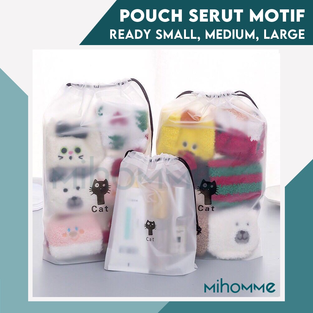 Pouch Storage Bag Serut Travel Organizer Tas Kantong Plastik Doff