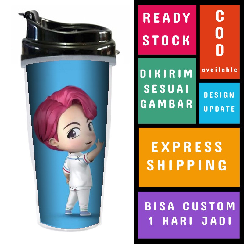 TUMBLER KPOP BTS MERCHANDISE BOTOL MINUM KPOP KADO ULTAH - BTS BT21 BT 21 - JUNKOOK