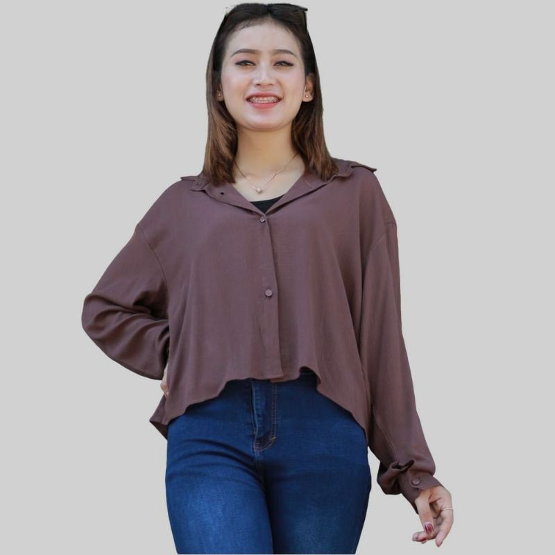 kemeja crop/kemeja crinkle/rayon premium *BUKAN AIRFLOW* mohon dipahami ya kak..