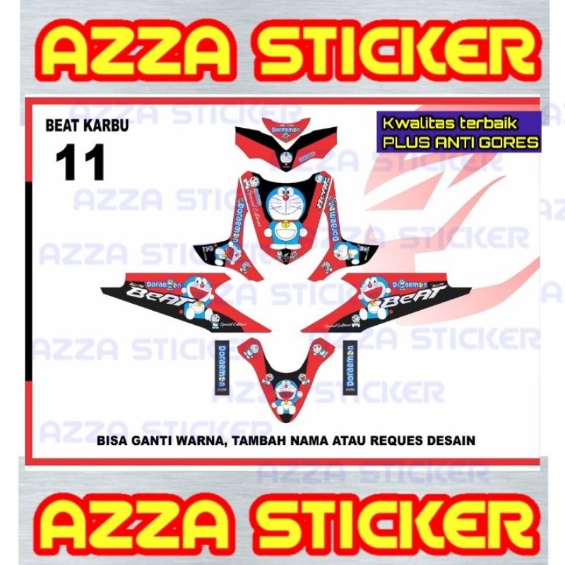 Decal Beat Karbu Full Body Stiker Decal Beat Karbu Full body motif Doraemon strip merah hitam