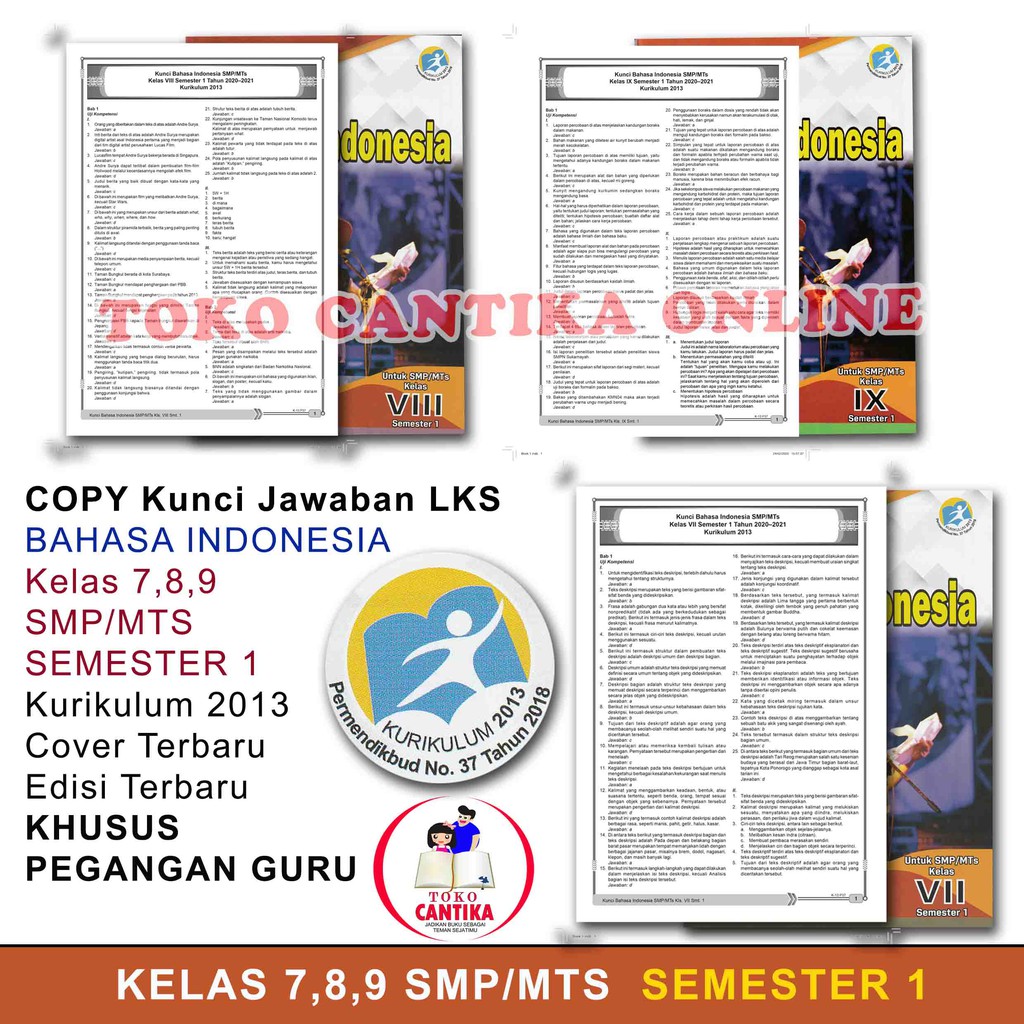 Copy Kunci Jawaban Lks Bahasa Indonesia Kelas 789 Smp Semester 1 Khusus Pegangan Guru Kurikulum 2013 Shopee Indonesia