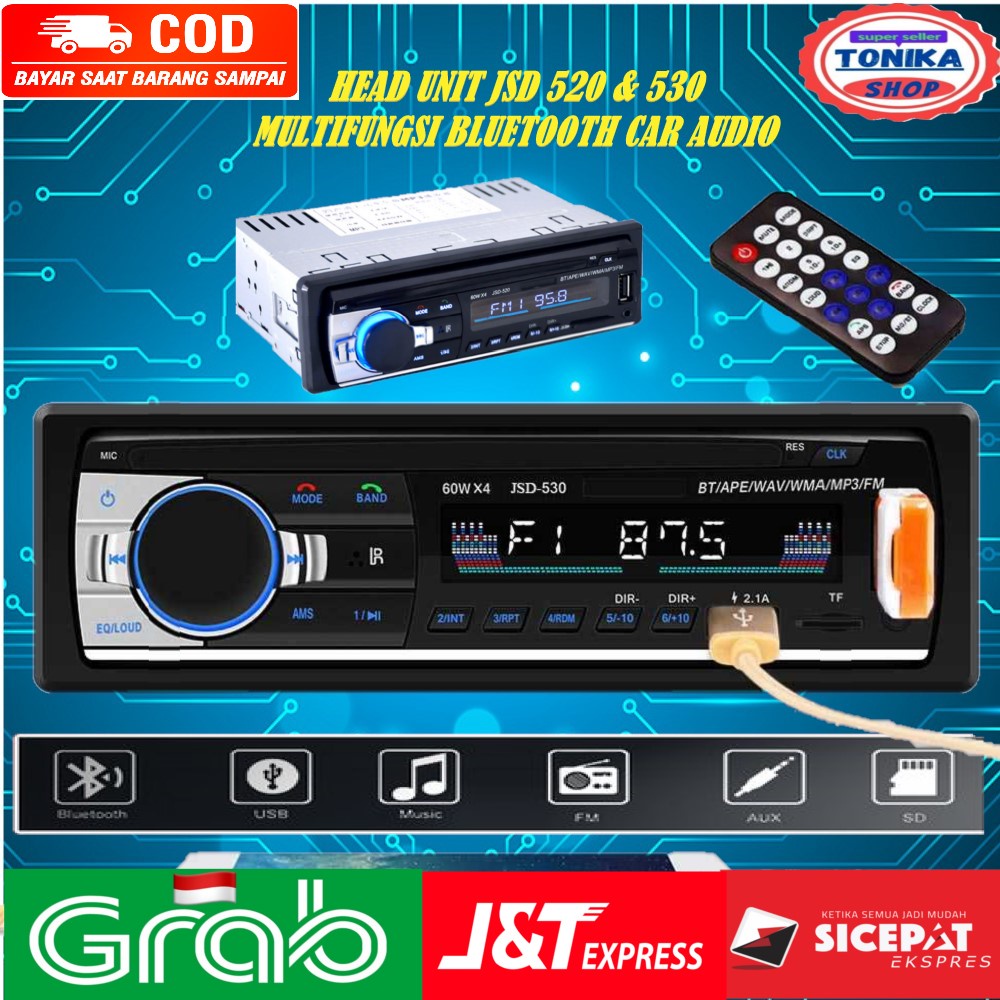 Tape Mobil Bluetooth head unit Single Din Tip tep mp3 Audio Multifungsi USB MP3 FM Radio AUX card