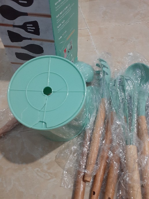 Peralatan Masak Sutil Spatula Silikon Set Wadah 12 In 1 Dapur Kitchen Utensil Chef Tools Peeler New