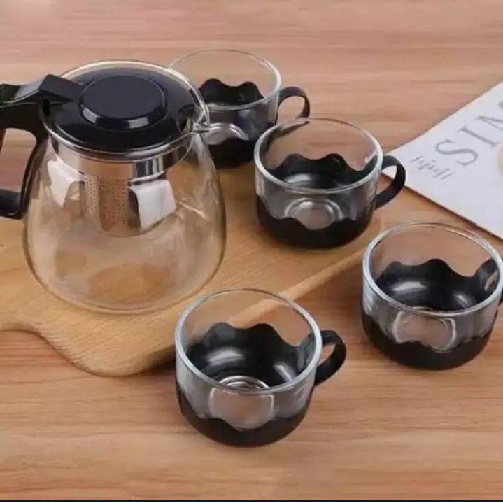 Tea Pot Sarangan Set 5 In 1 - Teko Gelas Cangkir Tempat Minum TeaPot