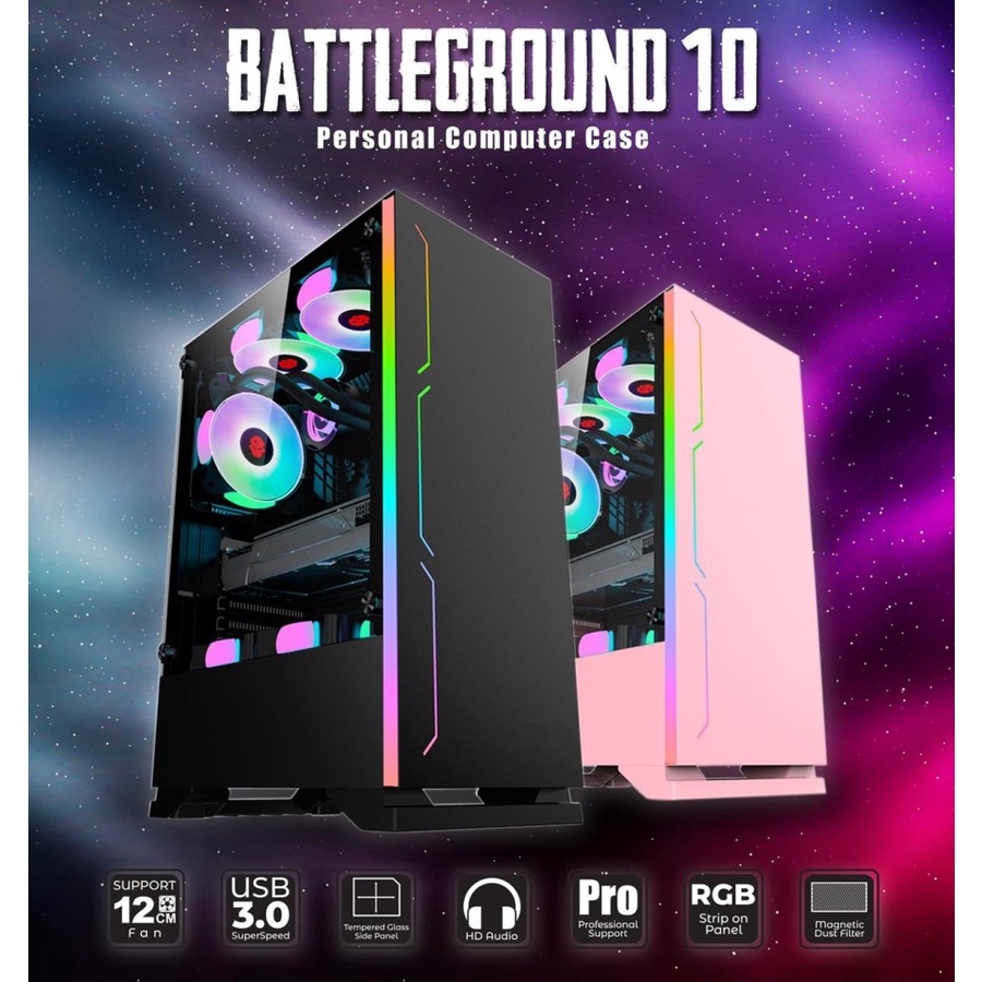 Casing Simbadda BattleGround 10 black - ATX, mATX Tempered Glass