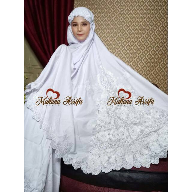 Mukena bordir bukittinggi padang punggung standar putih polos gs