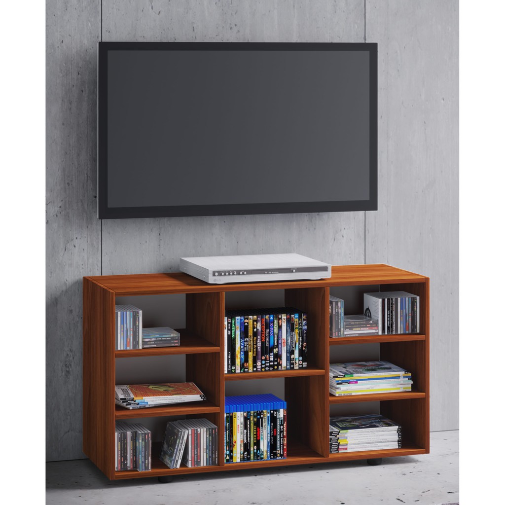 Rak TV Buku Kayu Pinus Minimalis Red Mahoni RTV01ARm