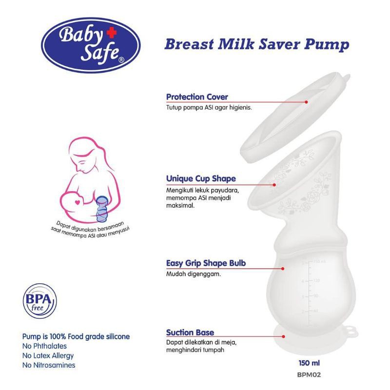 Baby Safe Breast Milk Saver Pump / Breast Pump Silicone 150ml / Pompa ASI Manual