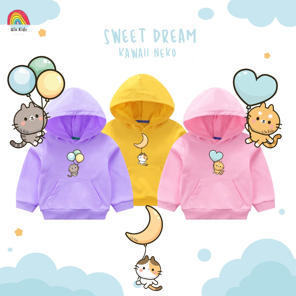 Sweater Anak Hoodie Oversize Anak Original Motif Kawaii Neko Usia 1-6thn
