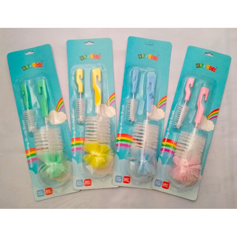 1 Set Sikat Botol Susu Bayi & Sikat dot pretty baby xibei grecco bpa free aman asli original ori