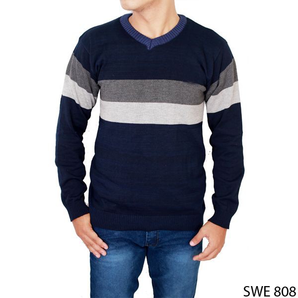 Sweater Pria Motif V-Neck Kombinasi / Premium Quality - Bahan Rajut (COMB)