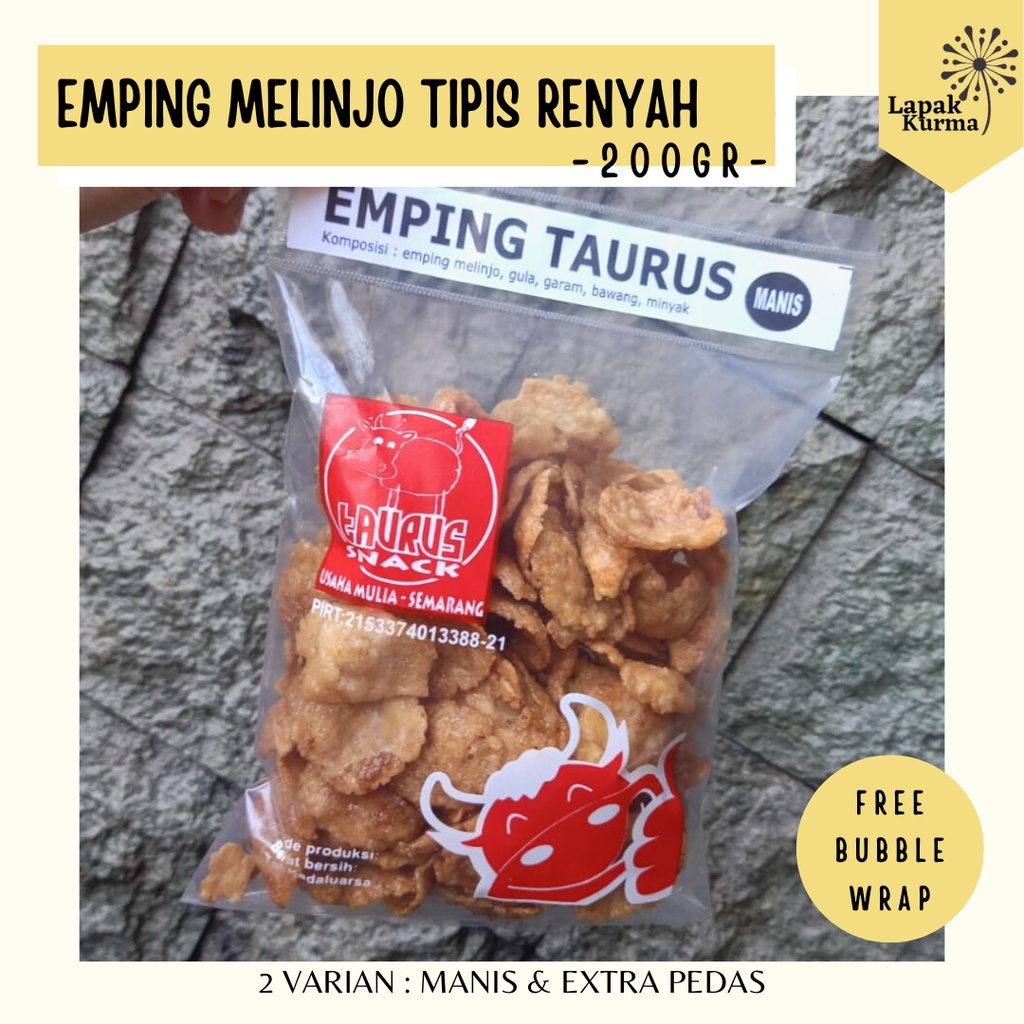 Emping Melinjo MANIS Kemasan 200GR | Emping Taurus Semarang | Kerupuk Cemilan Emping